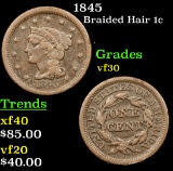 1845 Braided Hair Large Cent 1c Grades vf++