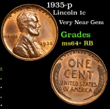 1935-p Lincoln Cent 1c Grades Choice+ Unc RB