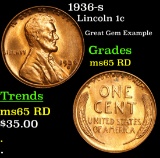 1936-s Lincoln Cent 1c Grades GEM Unc RD