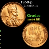 1950-p Lincoln Cent 1c Grades Choice Unc RD