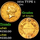 1854 TYPE 1 Gold Dollar G$1 Grades xf details