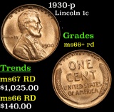 1930-p Lincoln Cent 1c Grades GEM++ RD