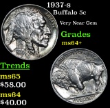 1937-s Buffalo Nickel 5c Grades Choice+ Unc