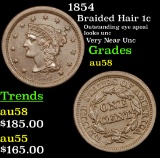 1854 Braided Hair Large Cent 1c Grades Choice AU/BU Slider