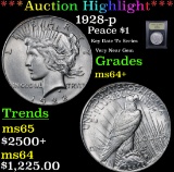 ***Auction Highlight*** 1928-p Peace Dollar $1 Graded Choice+ Unc By USCG (fc)