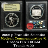 2006-p Ben Franklin Scientist . . Proof Commem Half Dollar 50c Graded GEM++ Proof Deep Cameo By USCG