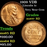 1909 VDB Lincoln Cent 1c Grades Choice+ Unc RD