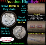 ***Auction Highlight*** Full solid date 1925-s Peace silver dollar roll, 20 coins   (fc)