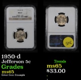 1950-d Jefferson Nickel 5c Grades GEM Unc