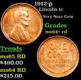 1912-p Lincoln Cent 1c Grades Choice+ RD