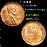 1940-d Lincoln Cent 1c Grades GEM Unc RD