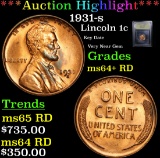 ***Auction Highlight*** 1931-s Lincoln Cent 1c Graded Choice+ Unc RD By USCG (fc)