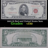 1963 $5 Red seal United States Note . . Grades vf++