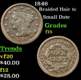 1846 Braided Hair Large Cent 1c Grades f+