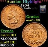***Auction Highlight*** 1904 Indian Cent 1c Graded Gem+ Unc RD By USCG (fc)