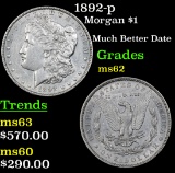 1892-p Morgan Dollar $1 Grades Select Unc