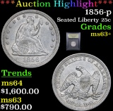 ***Auction Highlight*** 1856-p Seated Liberty Quarter 25c Graded Select+ Unc By USCG (fc)