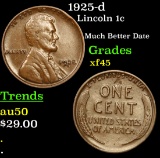 1925-d Lincoln Cent 1c Grades xf+