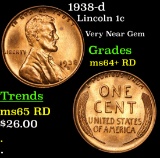 1938-d Lincoln Cent 1c Grades Choice+ Unc RD