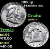 1950-p Franklin Half Dollar 50c Grades Select+ Unc