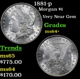 1881-p Morgan Dollar $1 Grades Choice+ Unc