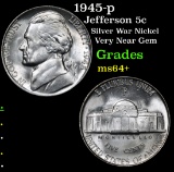 1945-p Jefferson Nickel 5c Grades Choice+ Unc