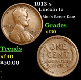 1913-s Lincoln Cent 1c Grades vf++