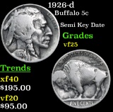 1926-d Buffalo Nickel 5c Grades vf+