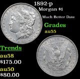 1892-p Morgan Dollar $1 Grades Choice AU