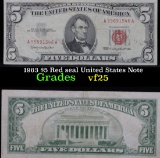 1963 $5 Red seal United States Note . . Grades vf+