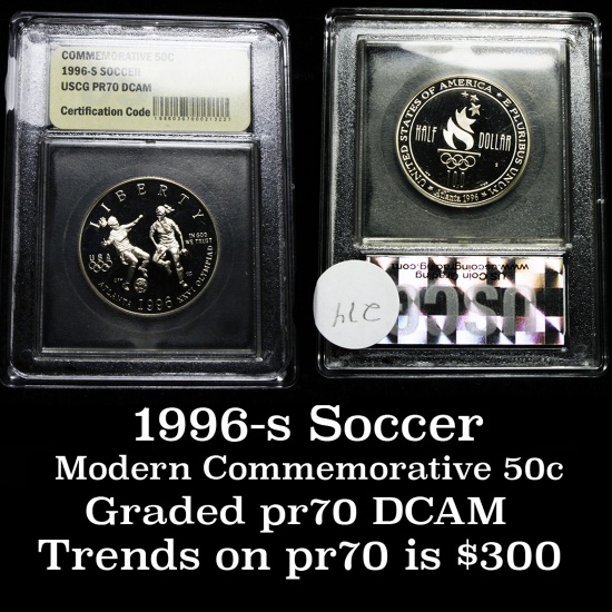 1996-s Olympics Soccer . . Modern Commem Half Dollar 50c Grades GEM++ Proof Deep Cameo
