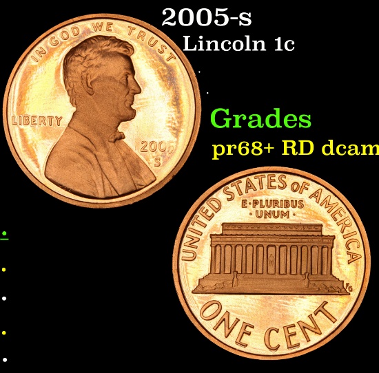 2005-s Lincoln Cent 1c Grades Gem++ Proof Red Deep cameo