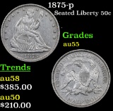 1875-p Seated Half Dollar 50c Grades Choice AU