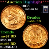 ***Auction Highlight*** 1908 Indian Cent 1c Graded GEM++ RD By USCG (fc)