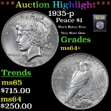 ***Auction Highlight*** 1935-p Peace Dollar $1 Graded Choice+ Unc By USCG (fc)