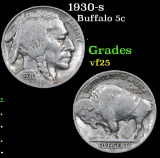 1930-s Buffalo Nickel 5c Grades vf+
