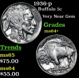 1936-p Buffalo Nickel 5c Grades Choice+ Unc