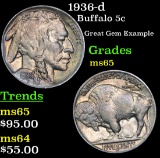 1936-d Buffalo Nickel 5c Grades GEM Unc