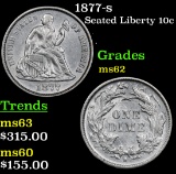 1877-s Seated Liberty Dime 10c Grades Select Unc