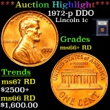 ***Auction Highlight*** 1972-p DDO Lincoln Cent 1c Graded GEM++ RD By USCG (fc)