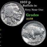 1937-p Buffalo Nickel 5c Grades Choice AU/BU Slider