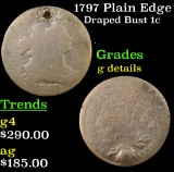 1797 Plain Edge Draped Bust Large Cent 1c Grades g details