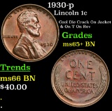 1930-p Lincoln Cent 1c Grades GEM+ Unc BN