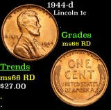 1944-d Lincoln Cent 1c Grades GEM+ Unc RD