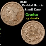 1846 Braided Hair Large Cent 1c Grades vg details