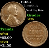 1915-s Lincoln Cent 1c Grades vf+