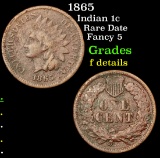 1865 Indian Cent 1c Grades f details