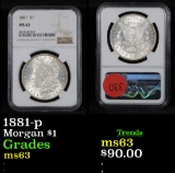 NGC 1881-p Morgan Dollar $1 Graded ms63 By NGC