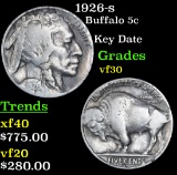 1926-s Buffalo Nickel 5c Grades vf++