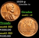 1929-p Lincoln Cent 1c Grades Gem+ Unc RD